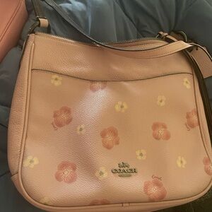 Coach Pink Shoulder Bag with Floral Design